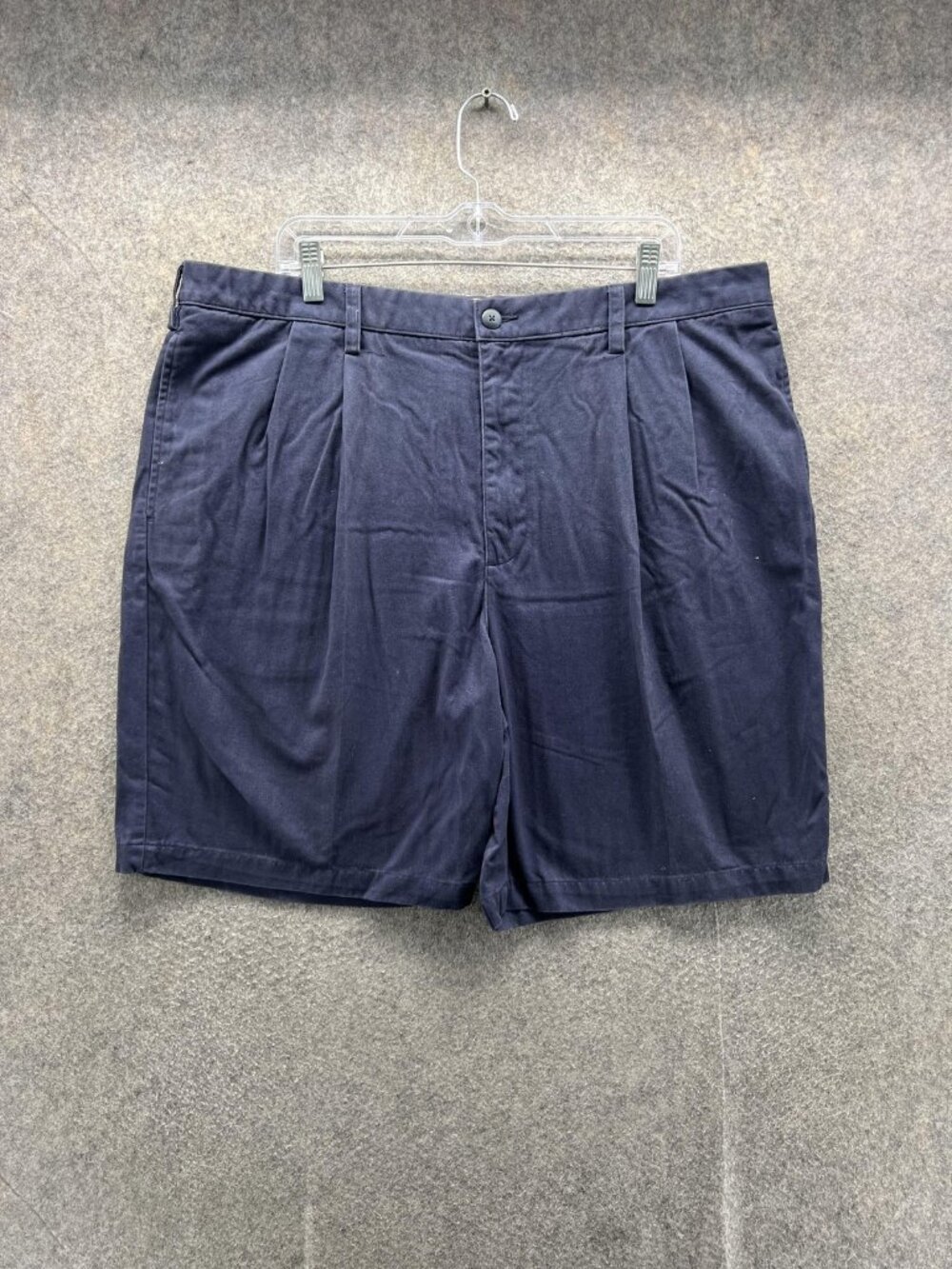Vintage Izod Shorts Men 40 Blue Chino Double Pleat Sportflex Waist Stretch